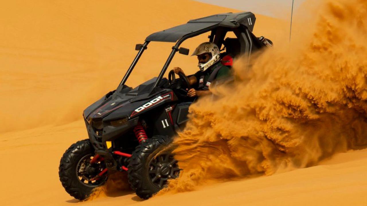 Polaris RS1 single-seater dune buggy in the Dubai desert